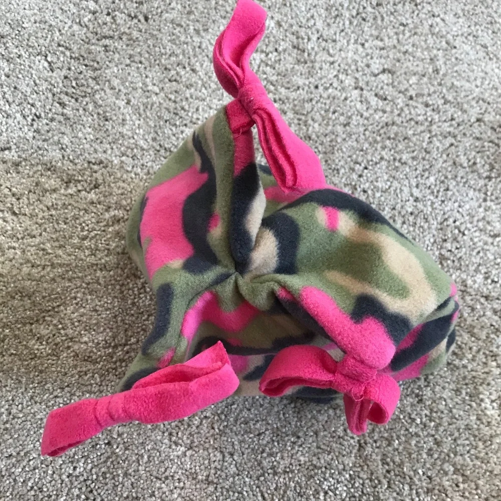 🍒5/$5!! Pink Camo Bow Top Winter Fleece Hat